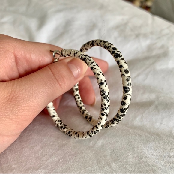 Snakeskin Wrapped Hoop Earrings - Picture 2 of 8